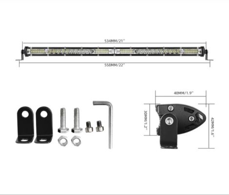 Fényhíd SLIM 56cm 52Led 156W 12/24V Kombinált Fény "E" jelzett