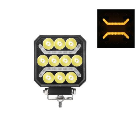 OSRAM LED Munkalámpa + Sárga helyzetjelző 12/24V "E" jelzett, Szúró Fény 101x101mm