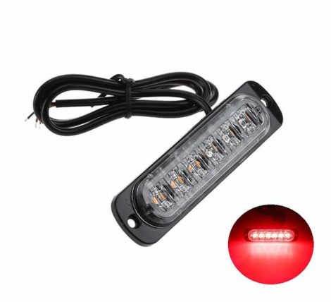 Beépíthető 6Led-es 6funkciós PIROS villogó modul 12/24V 112x29x13mm